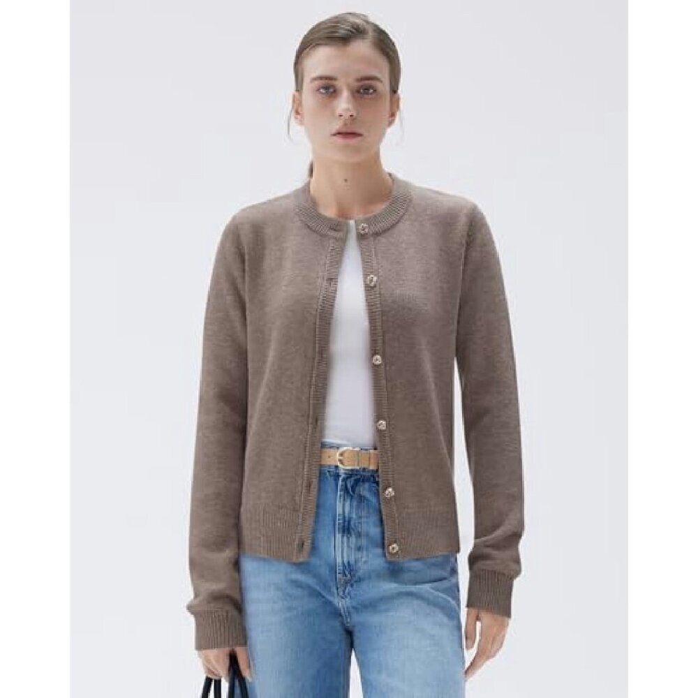 Chunky Cashmere Blend Cardigan, Button Up Long Sleeve, Fall Winter Sweater - Picture 3 of 8